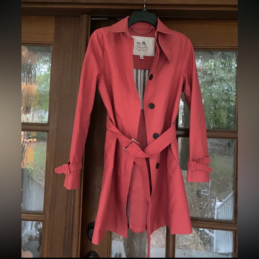 Coach trench coat coral size xs
